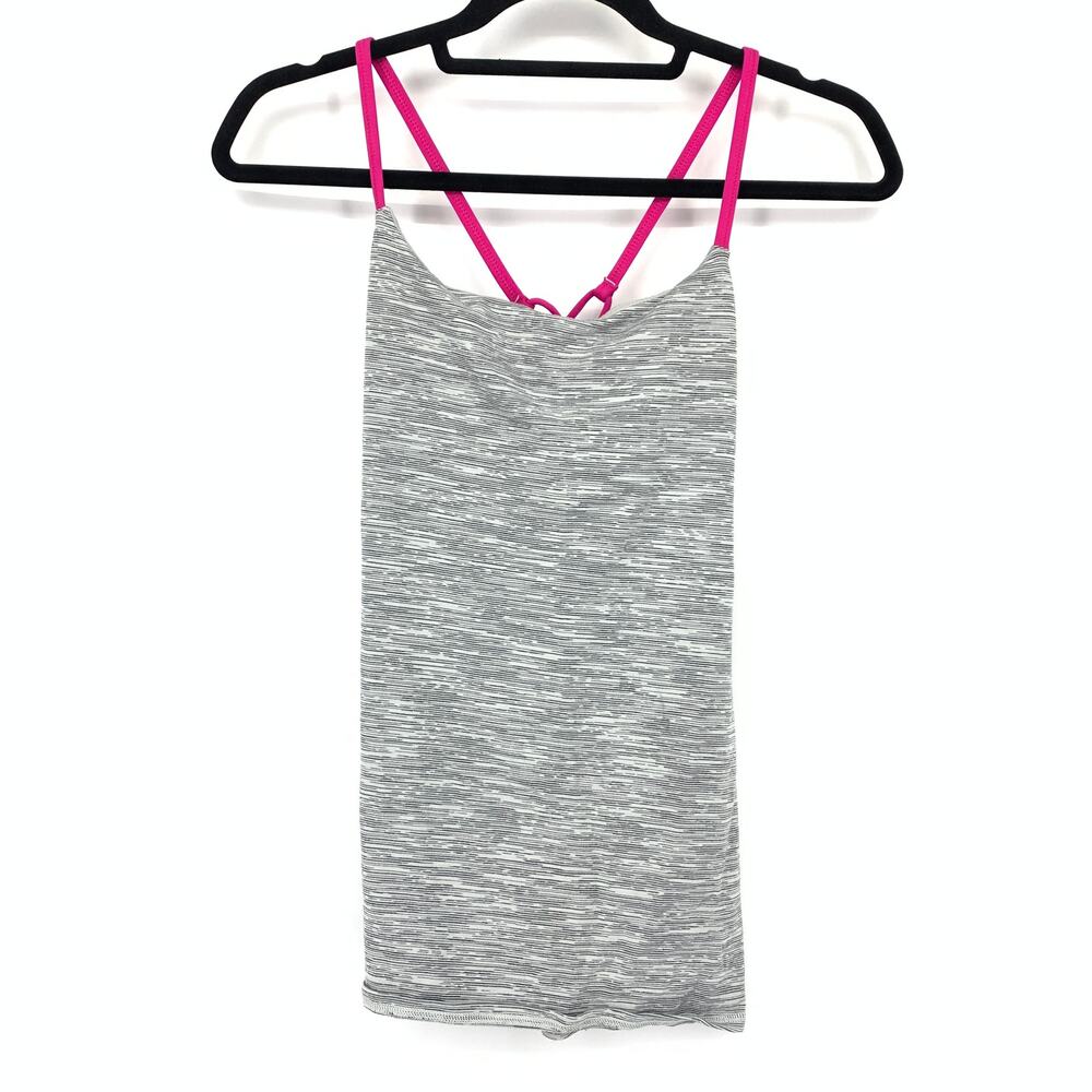 Lululemon Dancing Warrior Tank Top Womens Size 6 Gray Heather Pink
